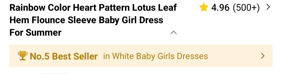 Rainbow Color Heart Pattern Lotus Leaf Hem Flounce Sleeve Baby Girl Dress For Summer (Size: 9 - 12 months)